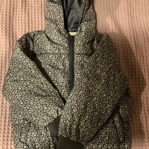 Rylee and Cru Floral Kids Puffer Jacket - Blue and White